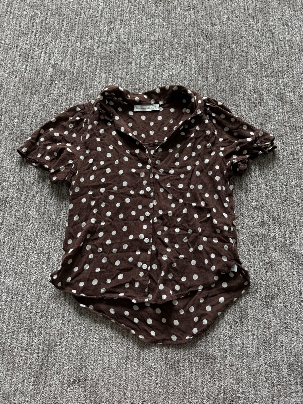 Abercrombie & Fitch Brown Polka Dot Short-Sleeve Button-Down